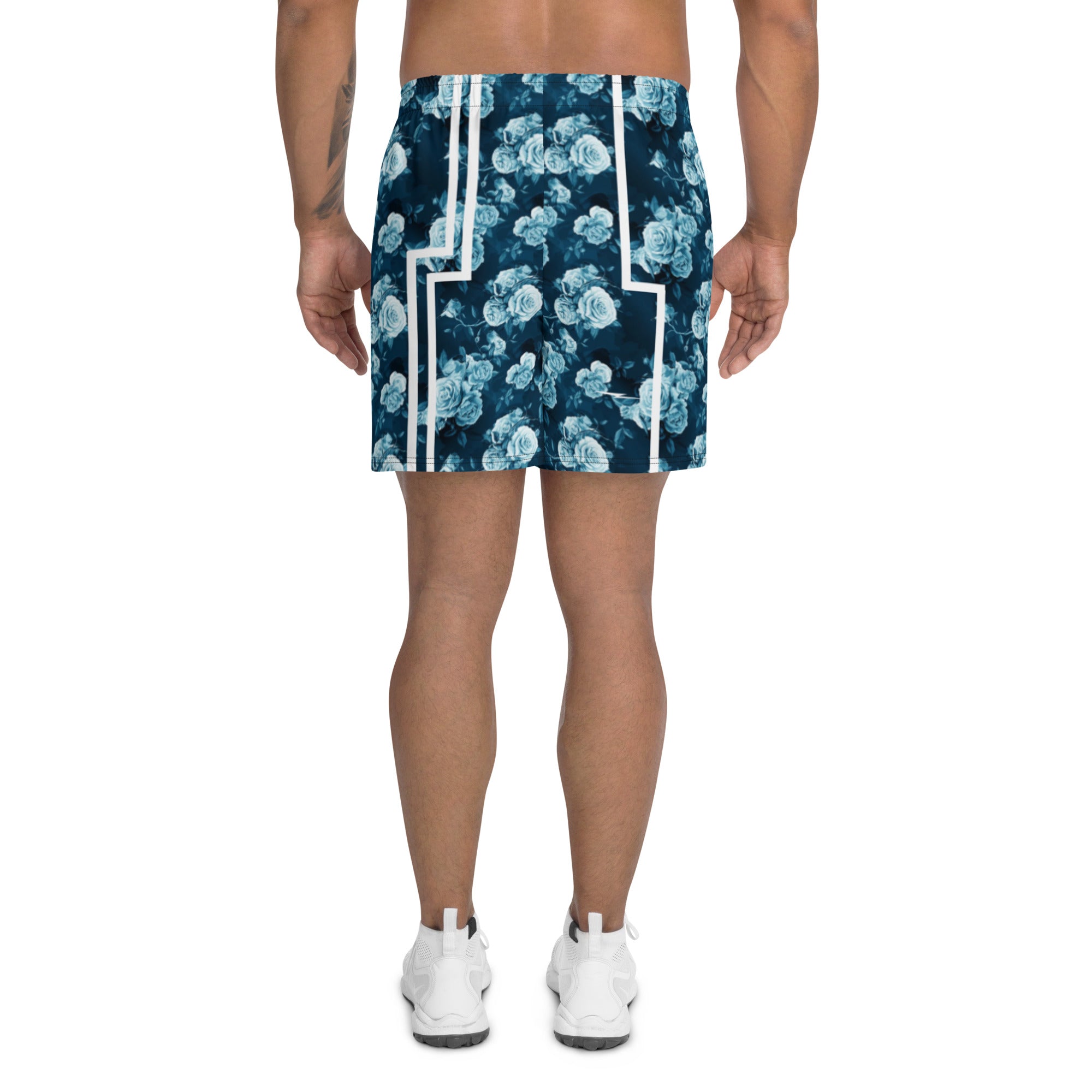 Blue Floral Men's Athletic Shorts
