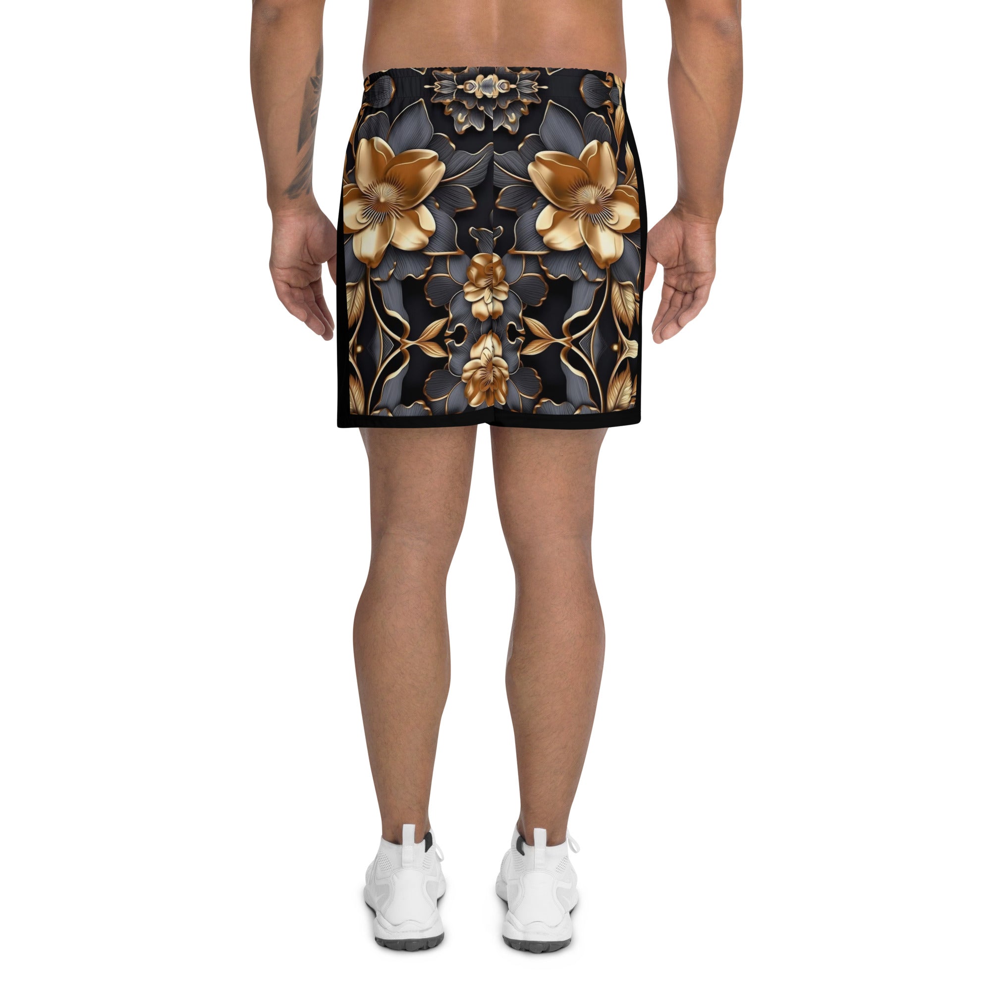 Gold Floral Men's Athletic Shorts
