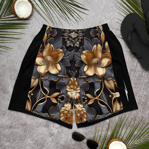 Gold Floral Men's Athletic Shorts