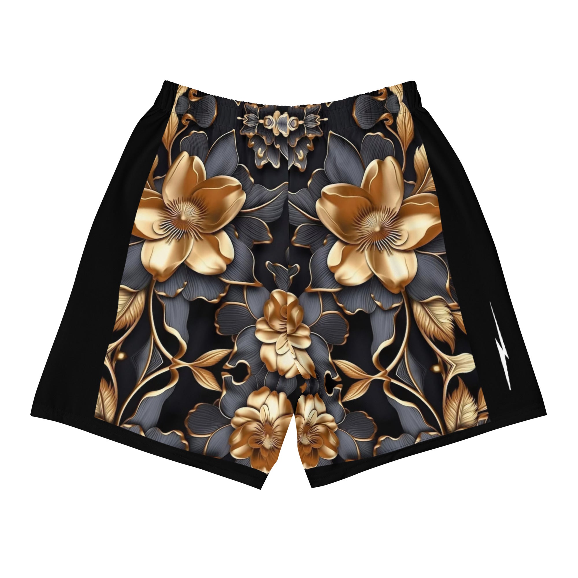Gold Floral Men's Athletic Shorts