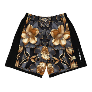 Gold Floral Men's Athletic Shorts