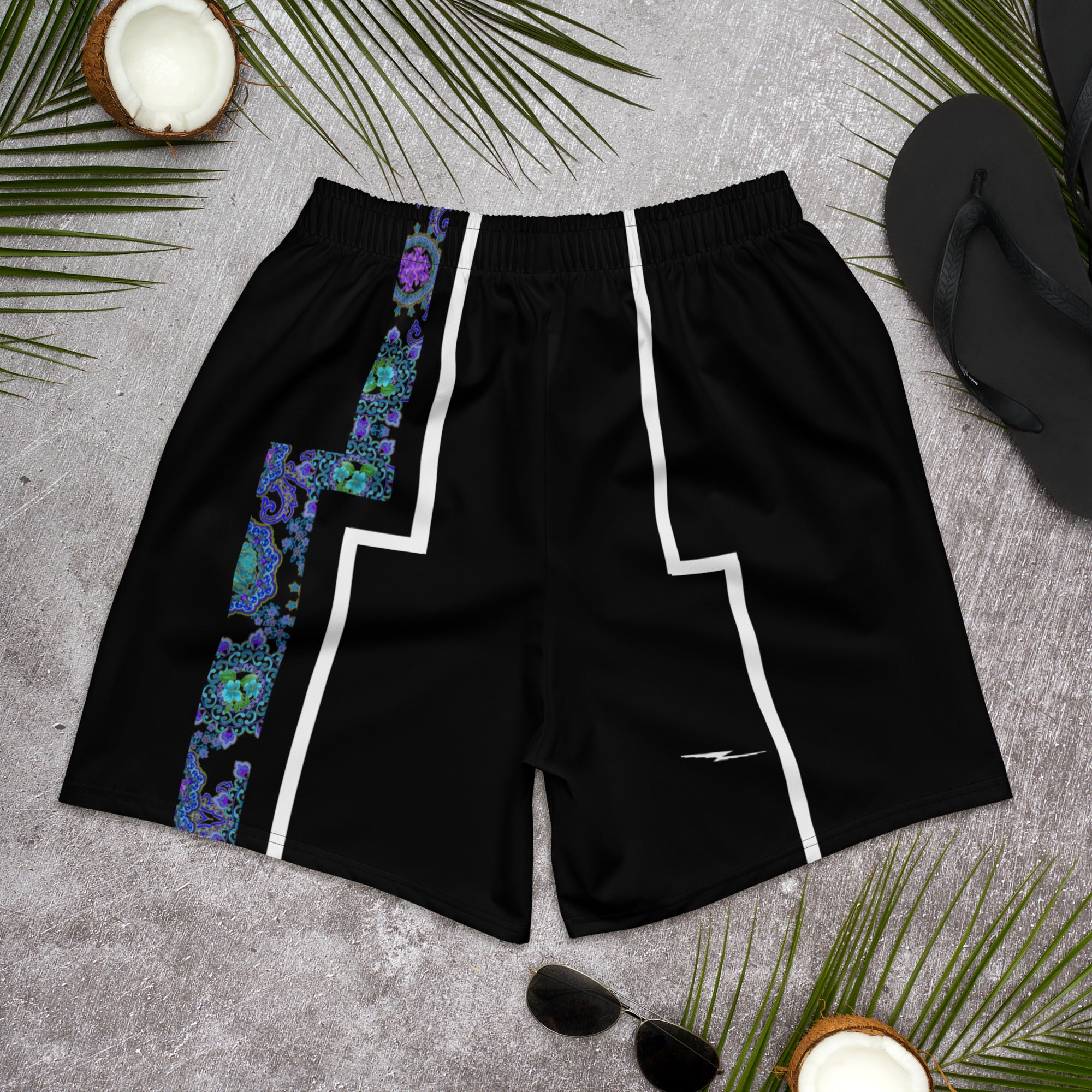 Men's Blue Violet Floral Athletic Shorts