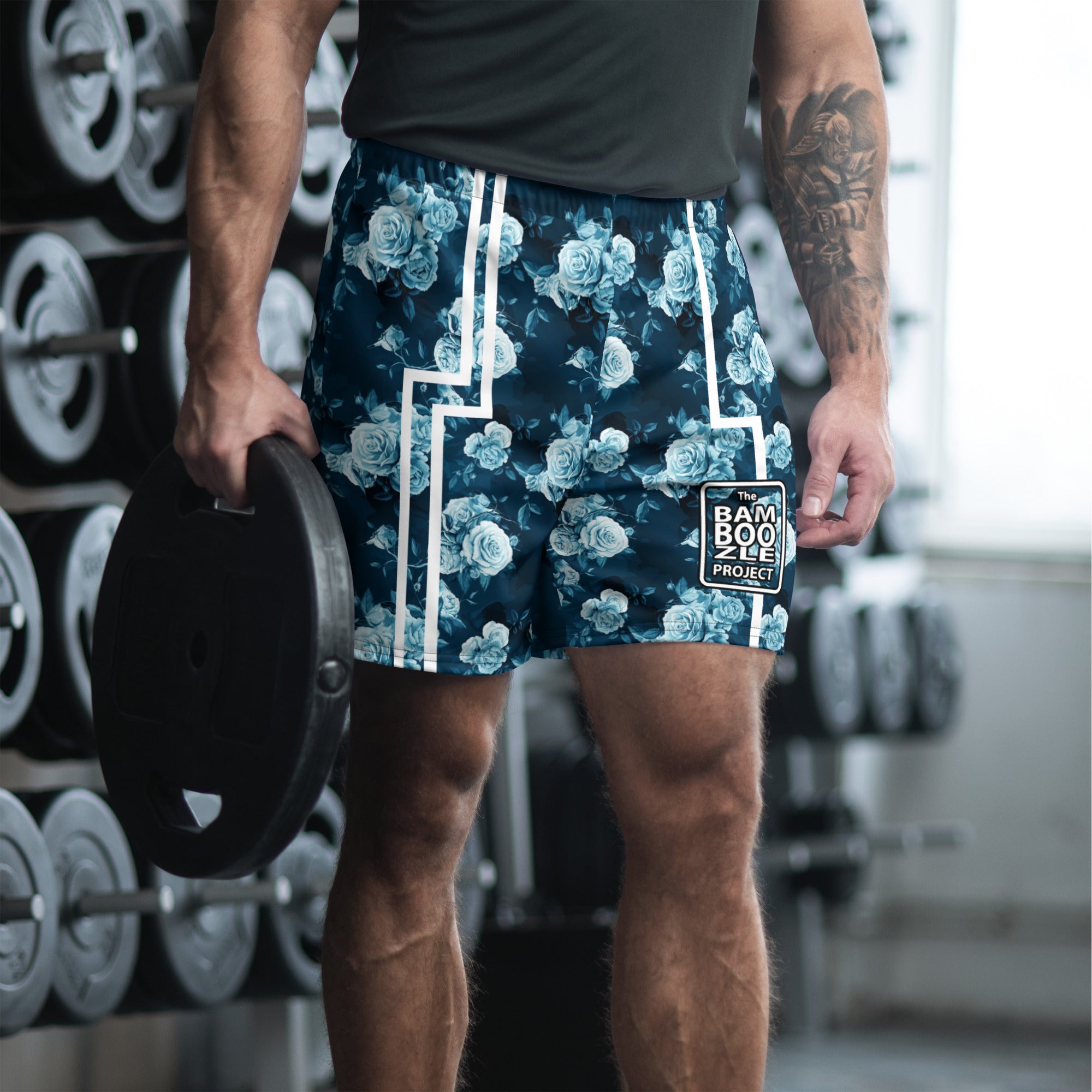 Blue Floral Men's Athletic Shorts