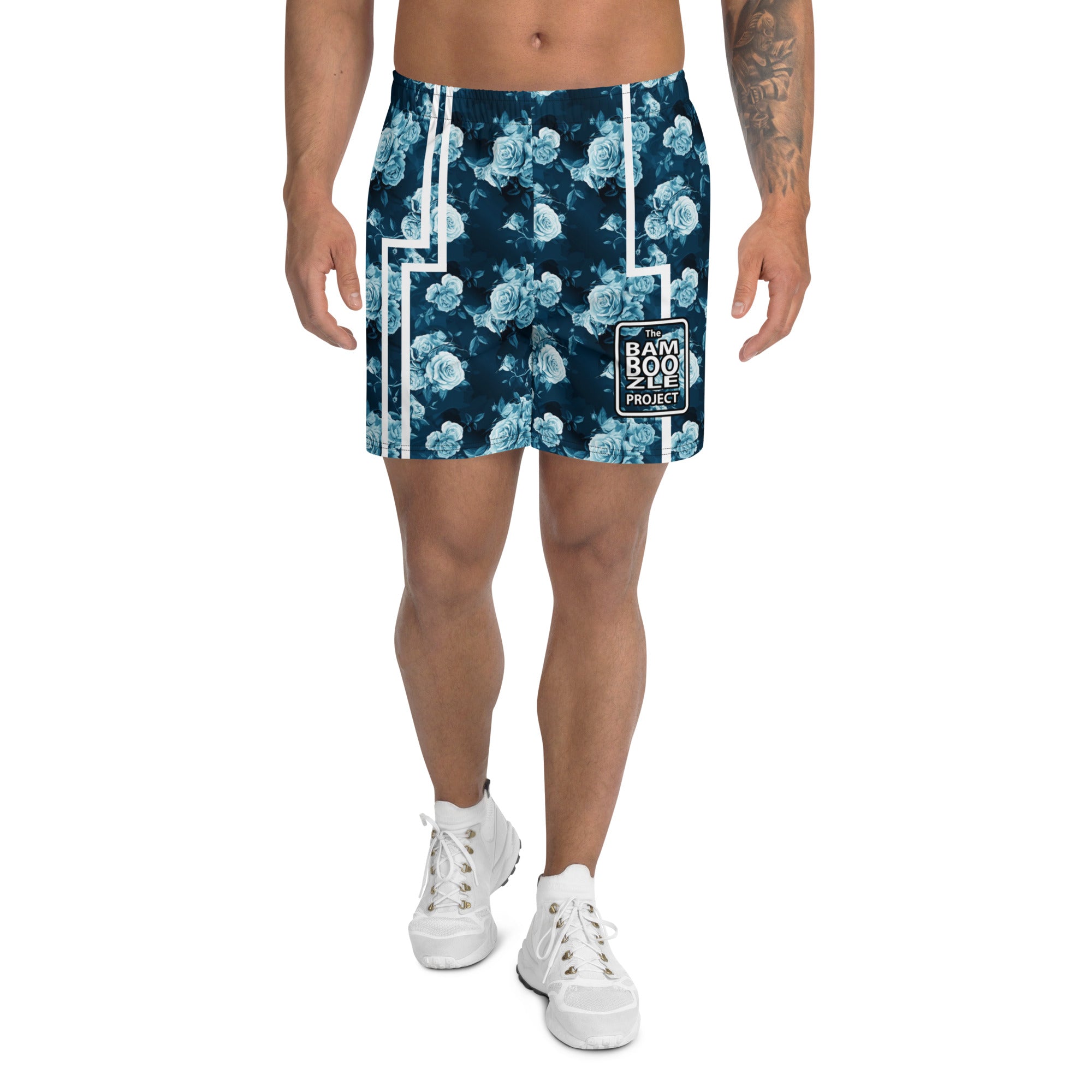 Blue Floral Men's Athletic Shorts