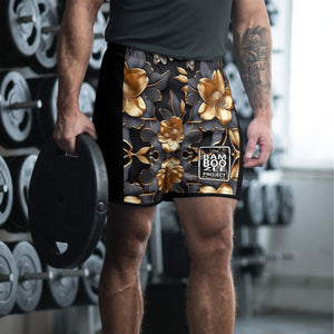 Gold Floral Men's Athletic Shorts