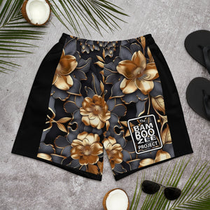 Gold Floral Men's Athletic Shorts