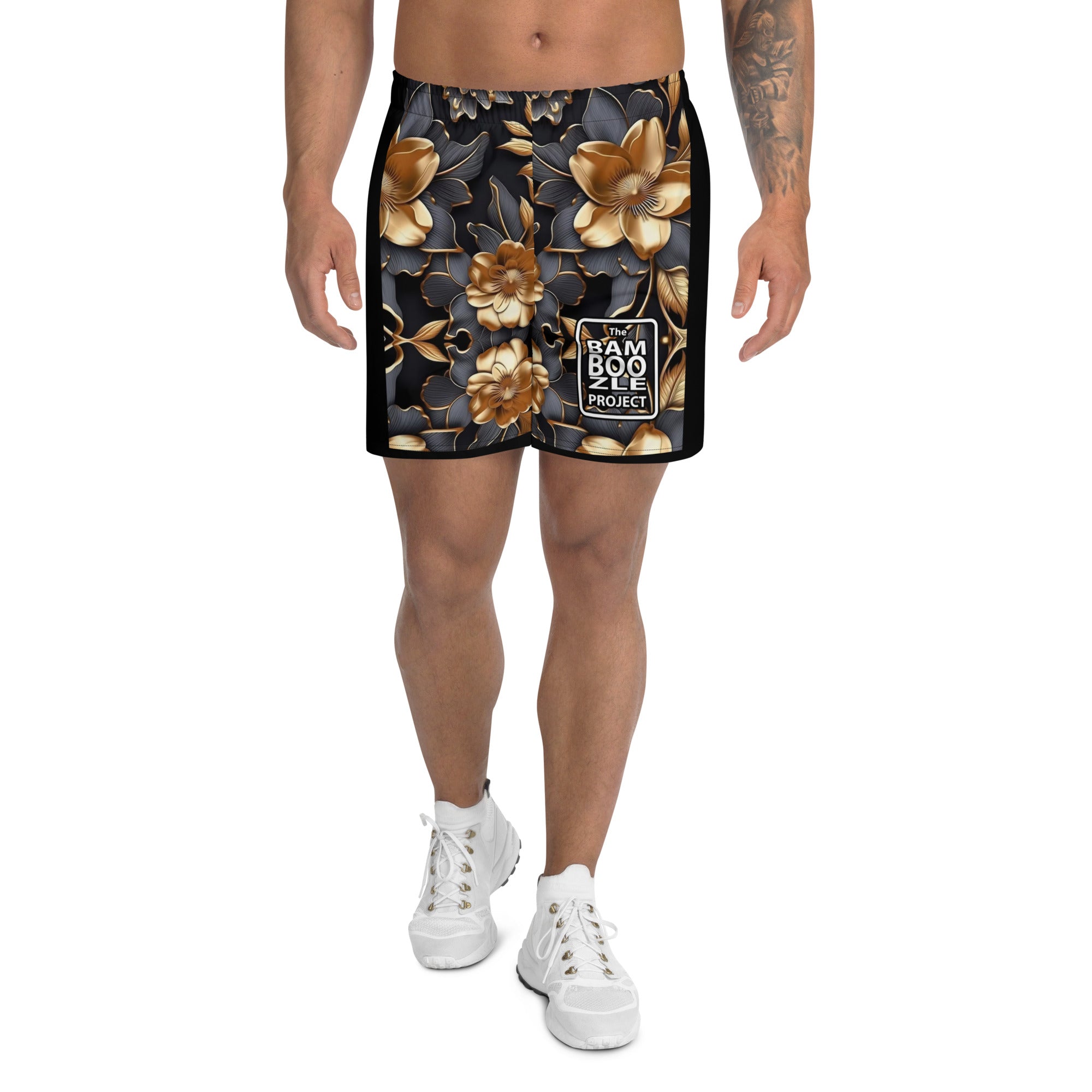 Gold Floral Men's Athletic Shorts