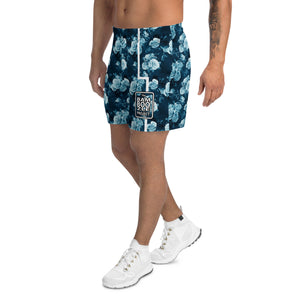 Blue Floral Men's Athletic Shorts