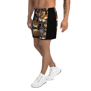 Gold Floral Men's Athletic Shorts