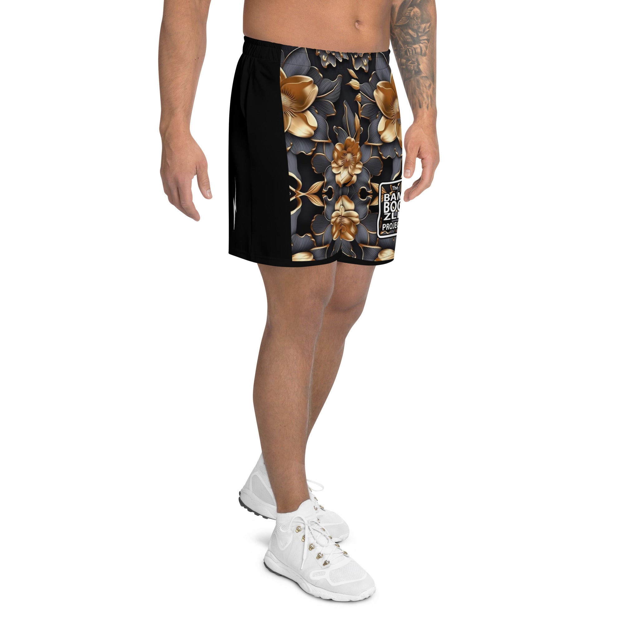 Gold Floral Men's Athletic Shorts
