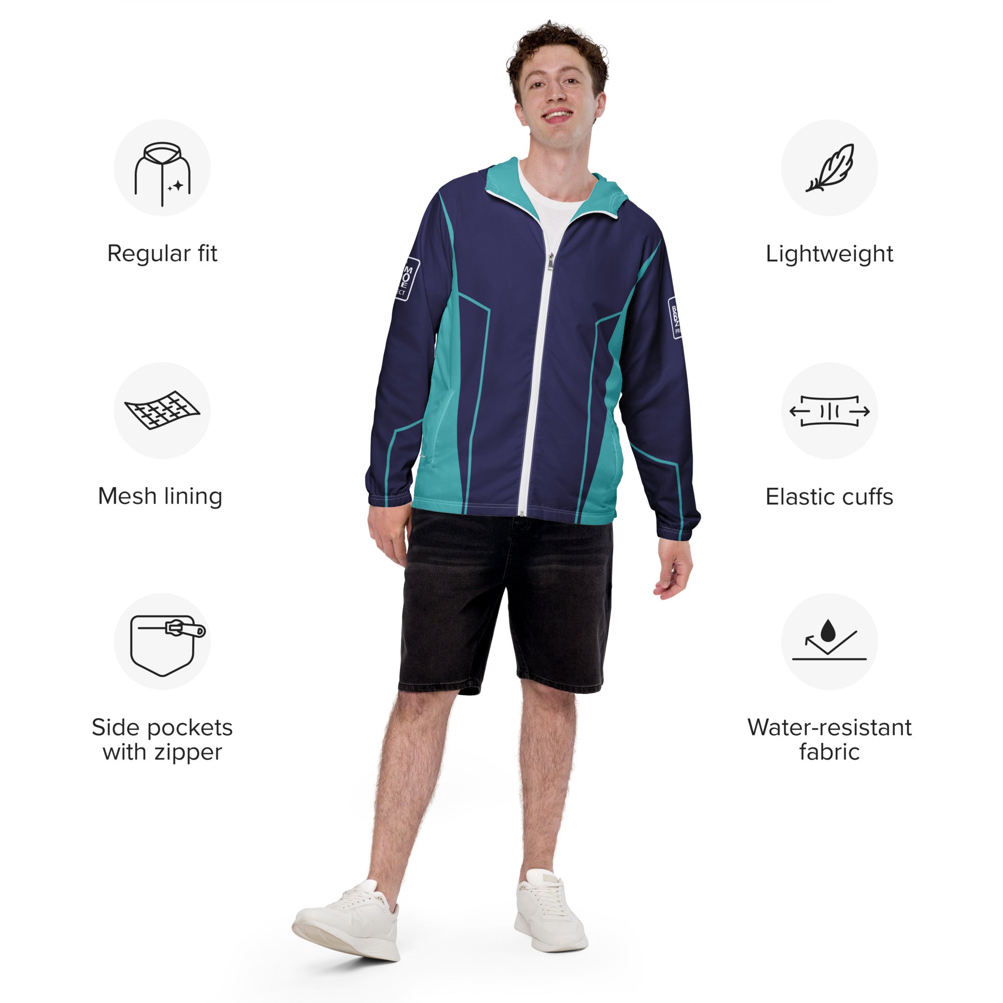 Bamboozle Future Force Midnight & Teal Unisex Windbreaker