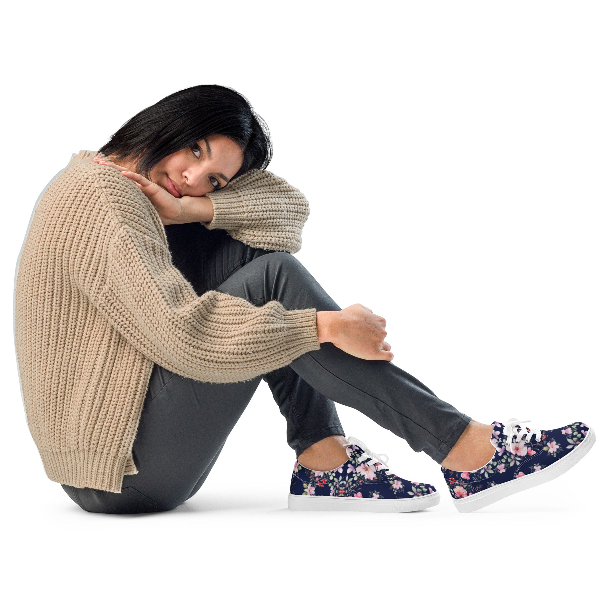 Blue Floral Women’s Canvas Shoes