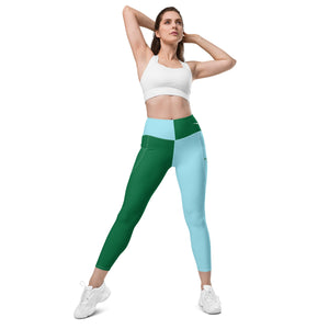 Green & Blue Leggings with pockets