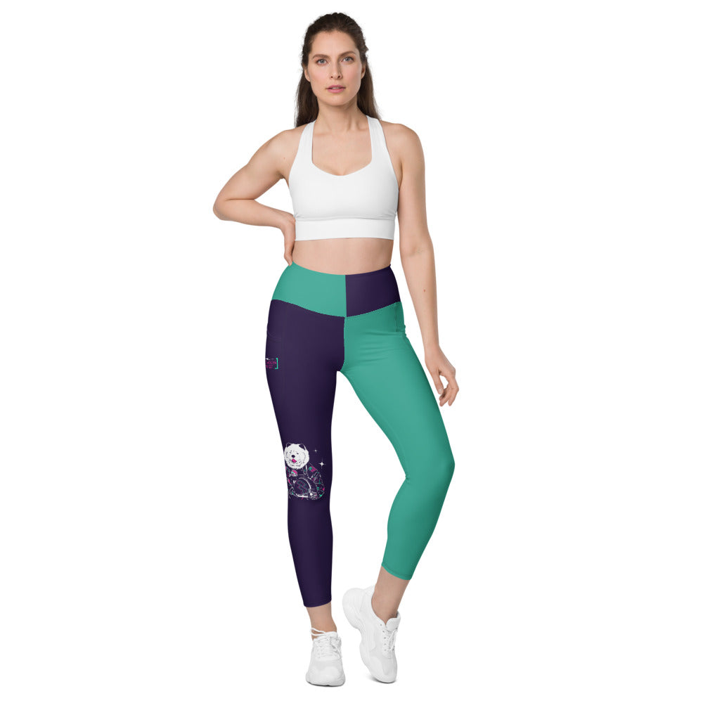 Astropup Purple Cross Leggings with pockets