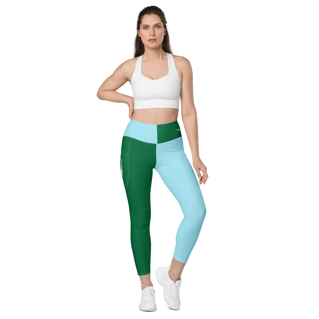 Green & Blue Leggings with pockets