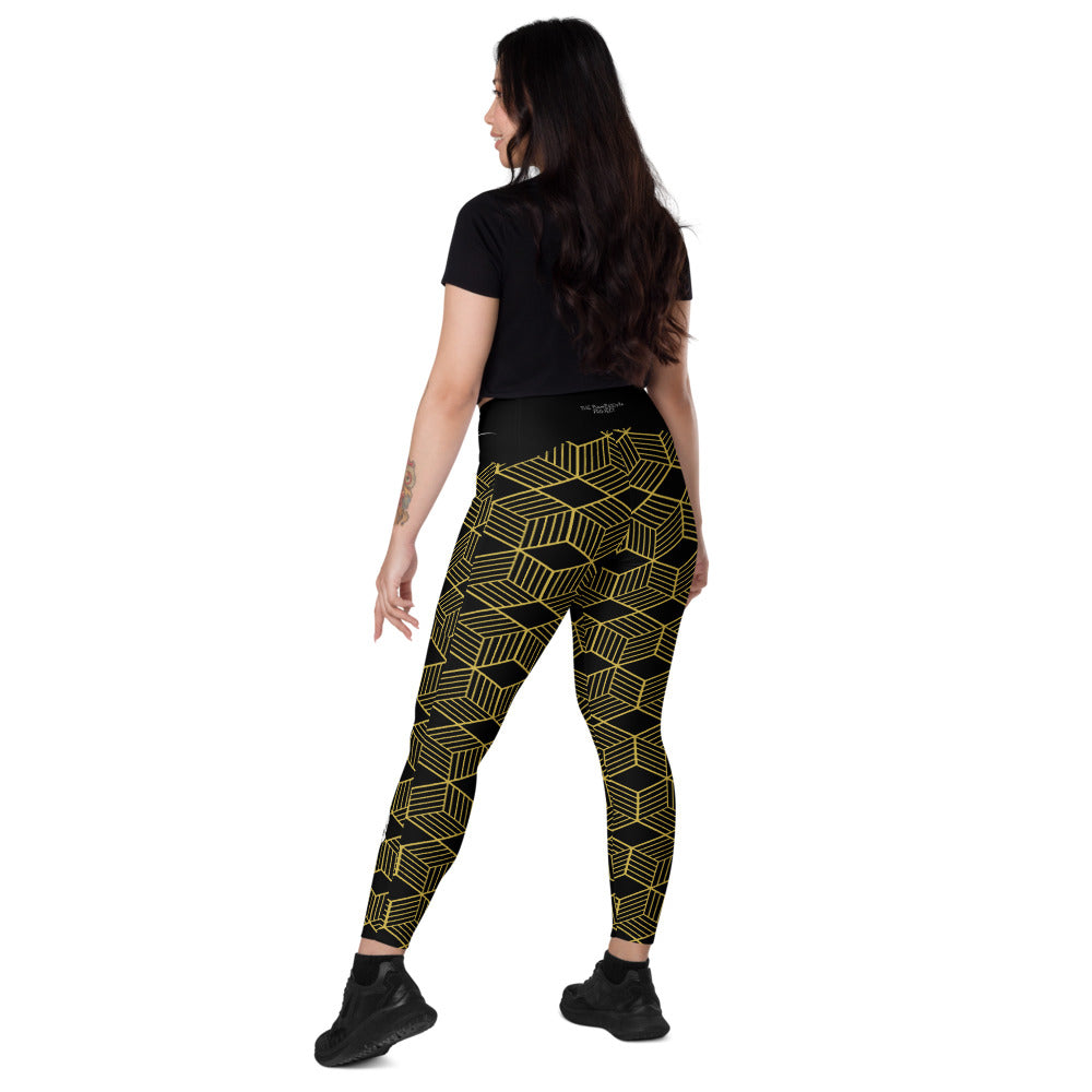 Black & Gold Leggings with pockets