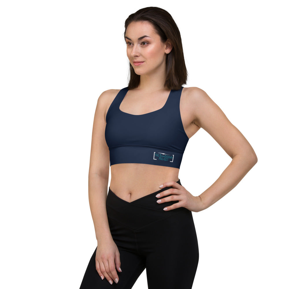 BamBoozle Logo Blue Longline sports bra