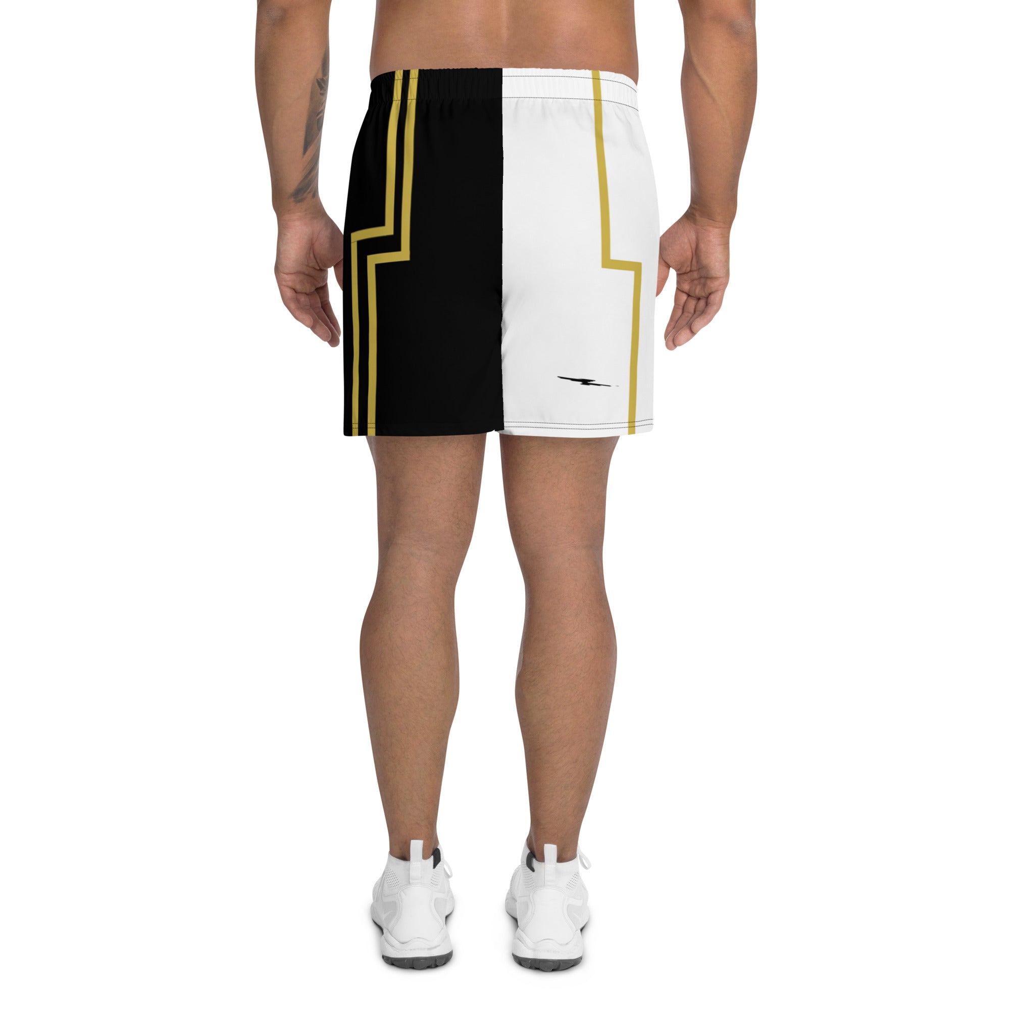 White and 2025 gold shorts