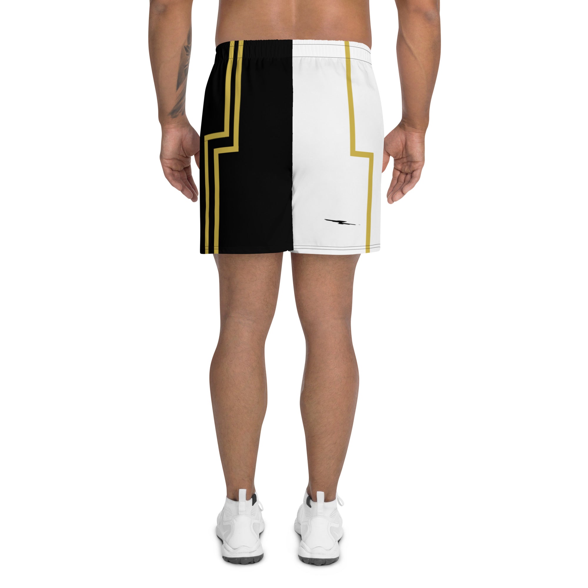 Skull Crusher White & Gold Men's Athletic Long Shorts