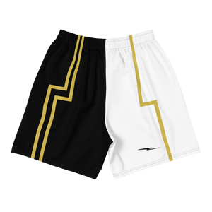 Skull Crusher White & Gold Men's Athletic Long Shorts
