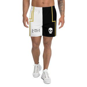 Skull Crusher White & Gold Men's Athletic Long Shorts