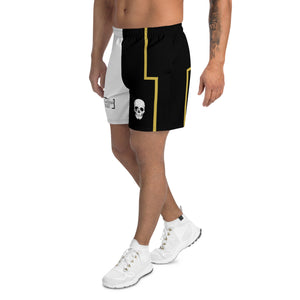 Skull Crusher White & Gold Men's Athletic Long Shorts