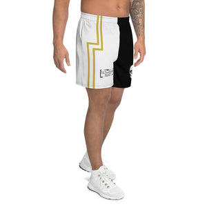 Skull Crusher White & Gold Men's Athletic Long Shorts