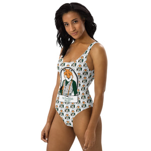 Gentleman Fox Pattern One-Piece Swimsuit