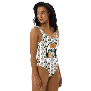 Gentleman Fox Pattern One-Piece Swimsuit