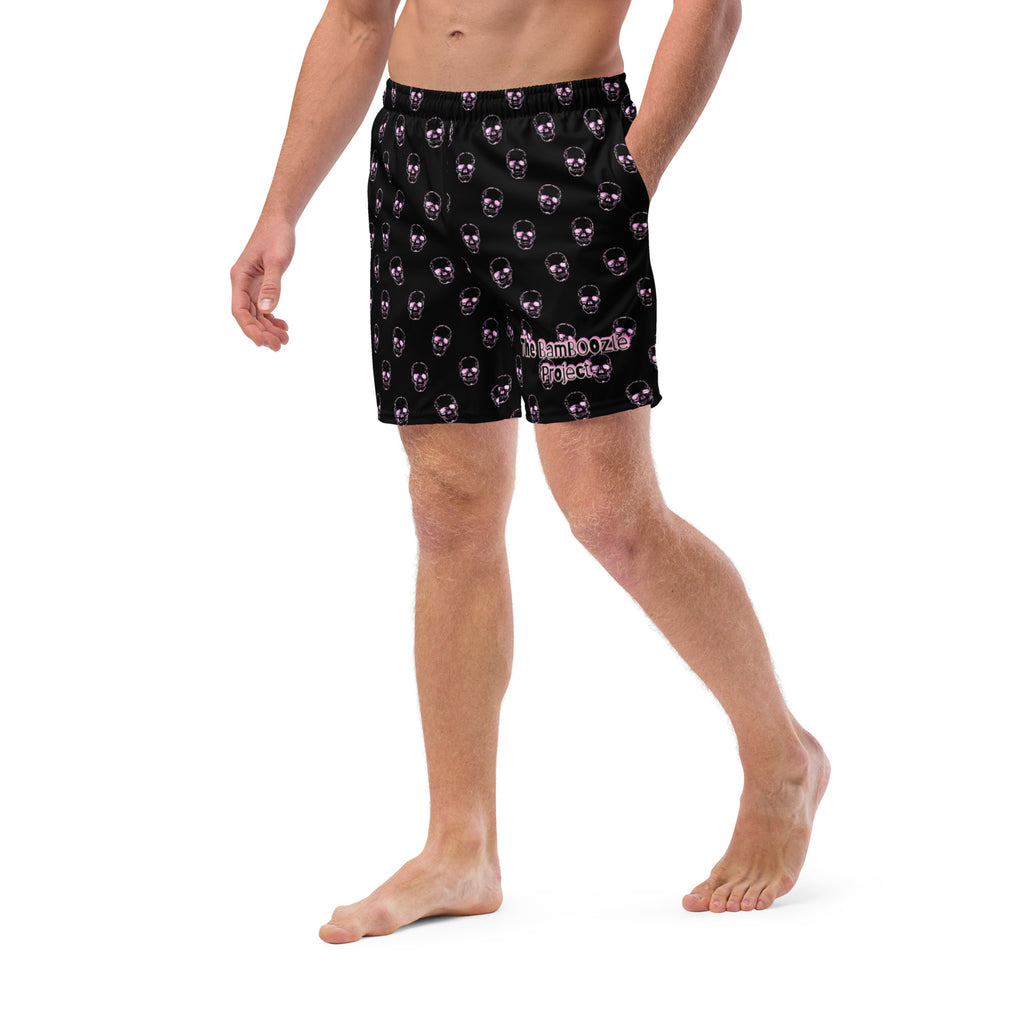 Pink Skull Crusher Men's Swim Trunks