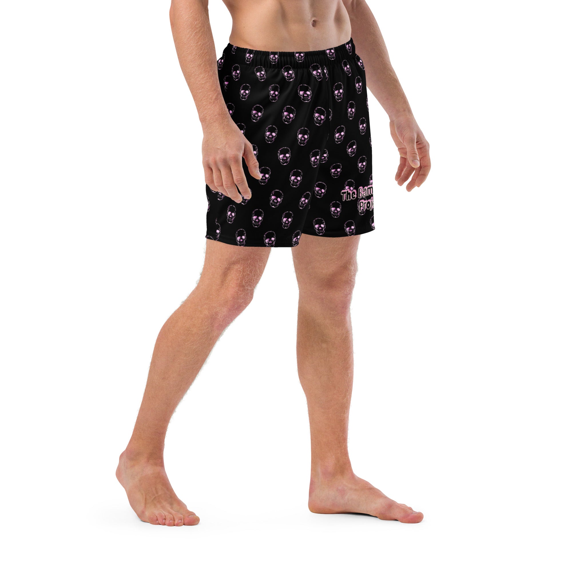 Pink Skull Crusher Men's Swim Trunks