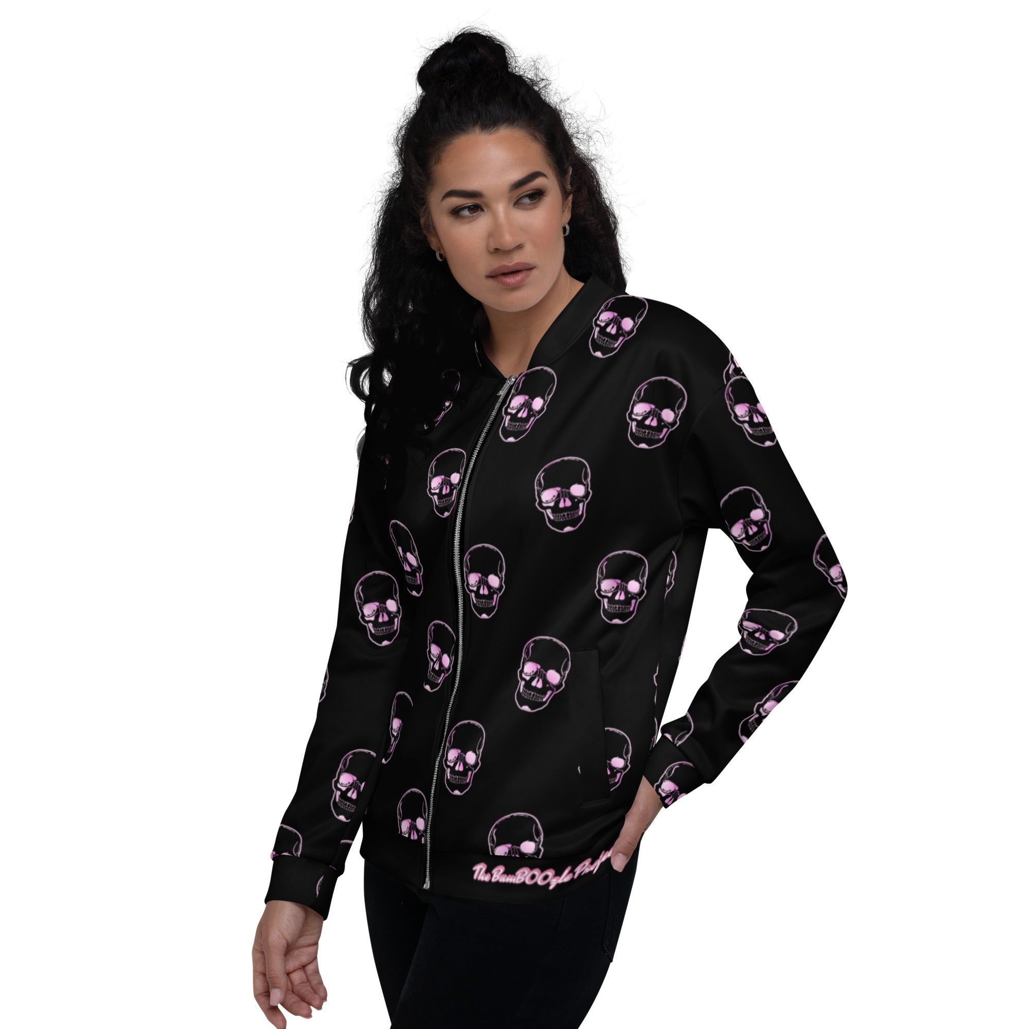 Skull Crusher Pink Unisex Bomber Jacket