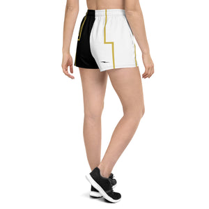 Skull Crusher White & Gold Women's Athletic Short Shorts