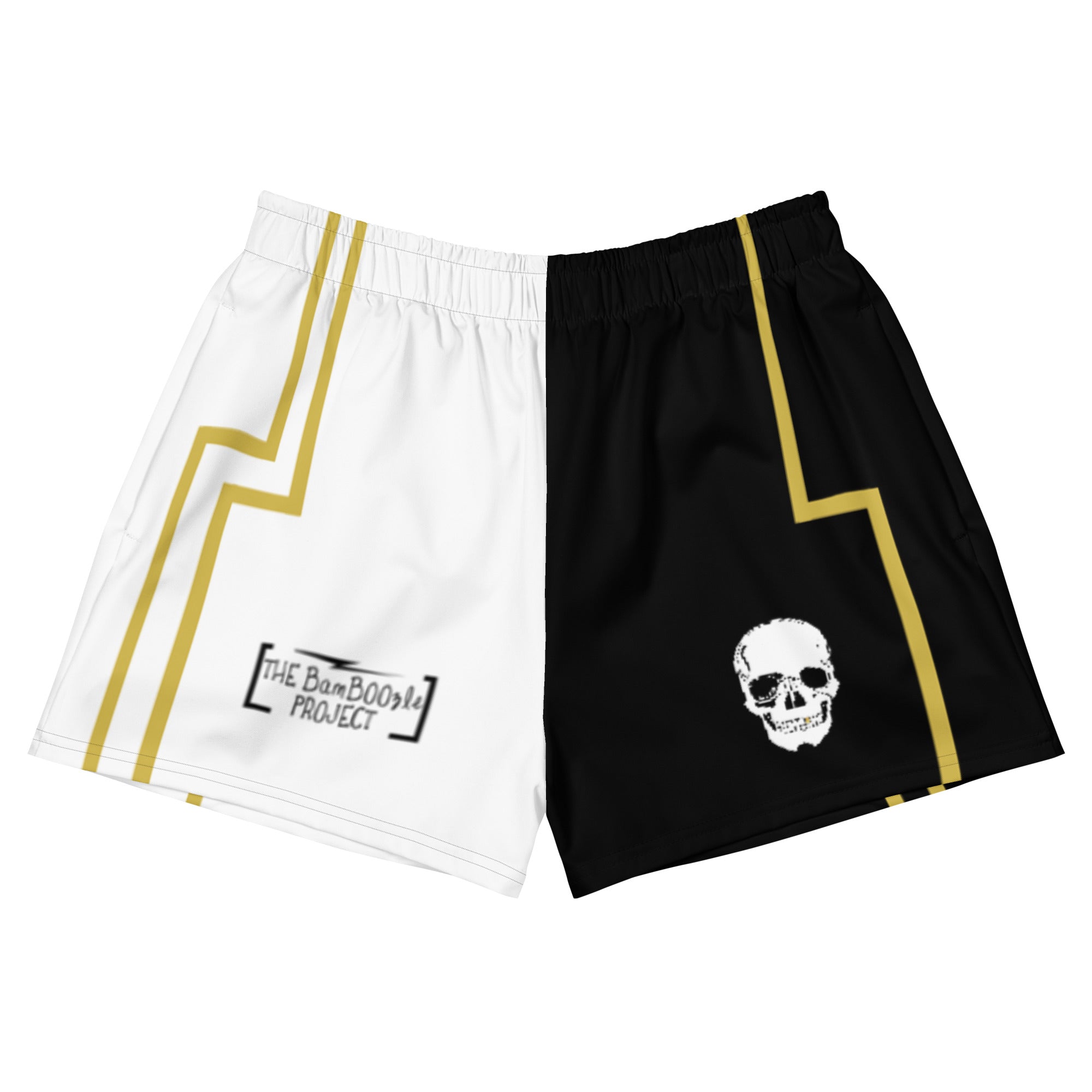 Skull Crusher White & Gold Women's Athletic Short Shorts