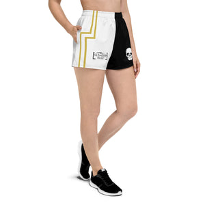 Skull Crusher White & Gold Women's Athletic Short Shorts