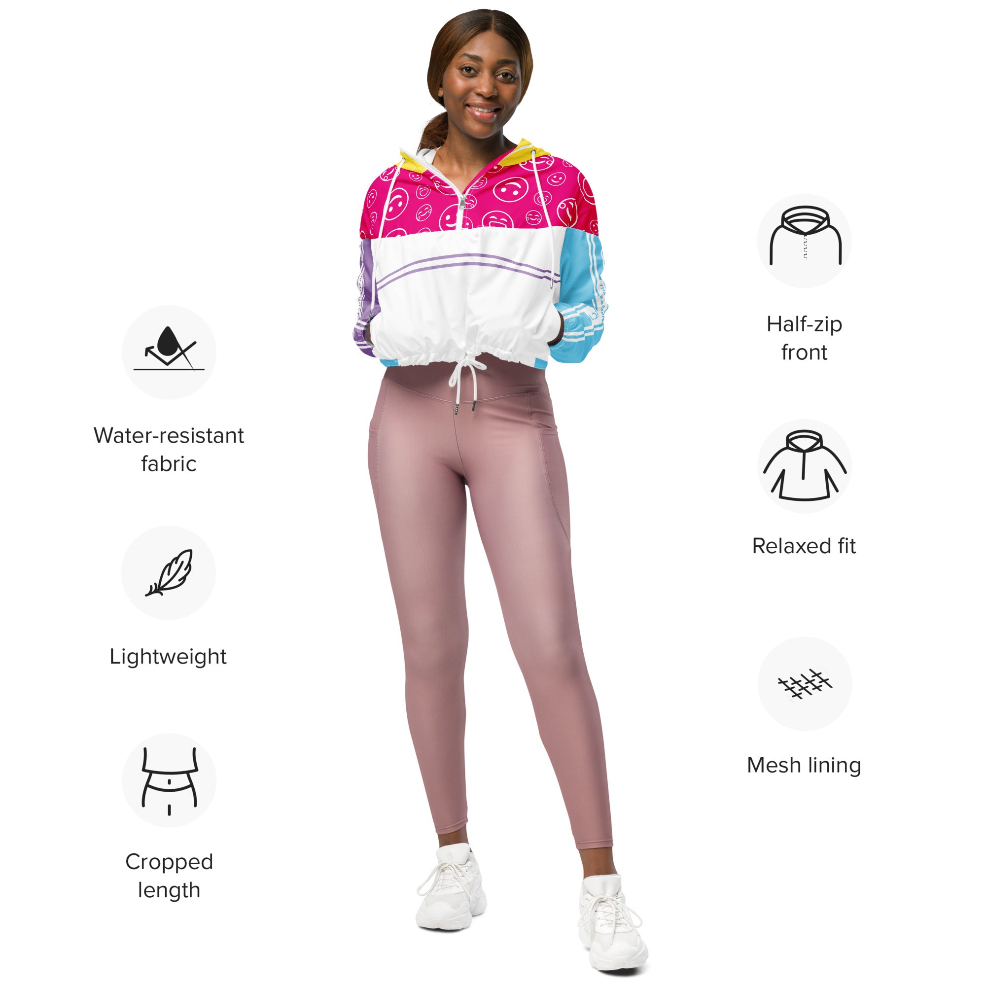 Amber Smilezz In Technicolor Cropped Windbreaker