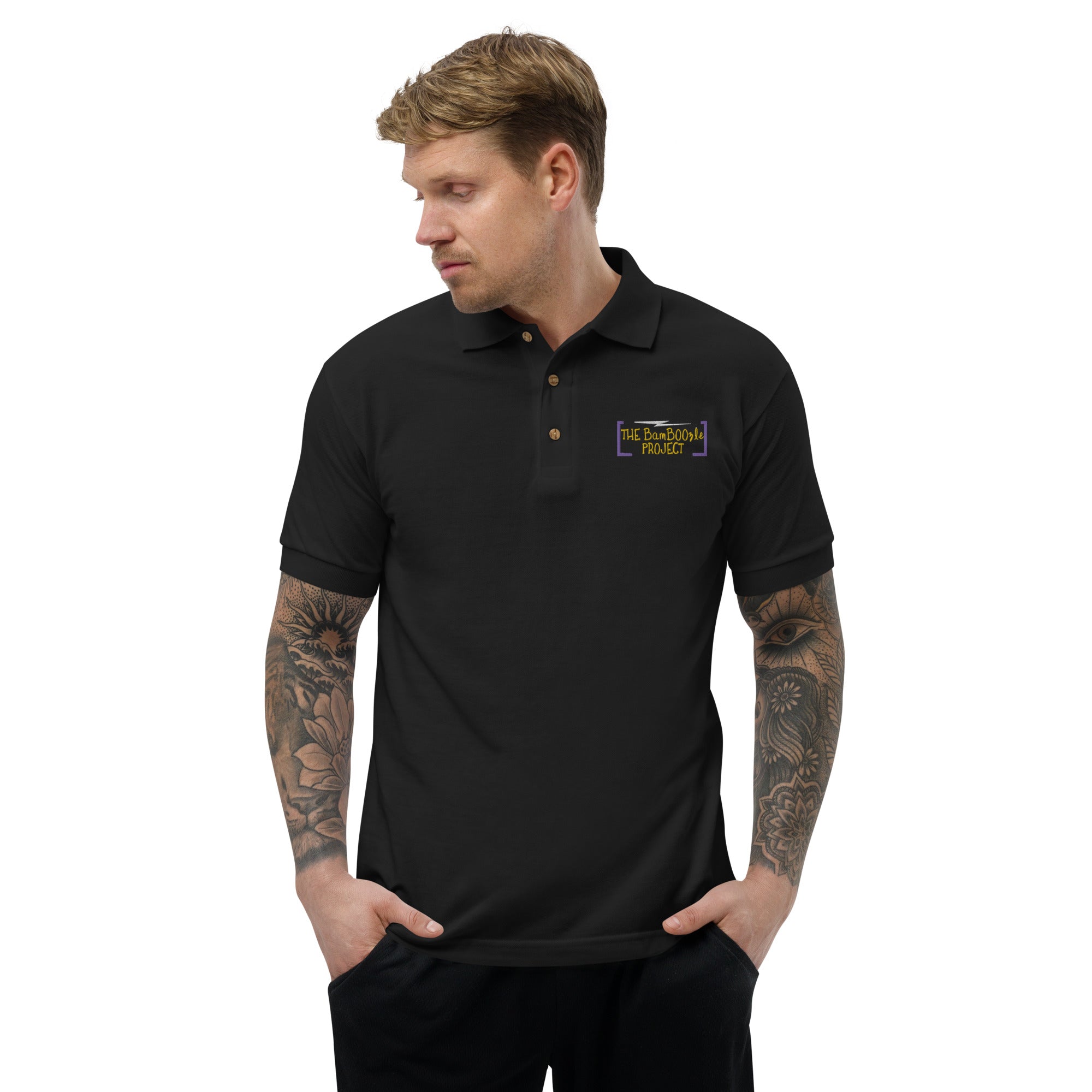 BamBoozle Project Yellow & Purple Embroidered Polo Shirt