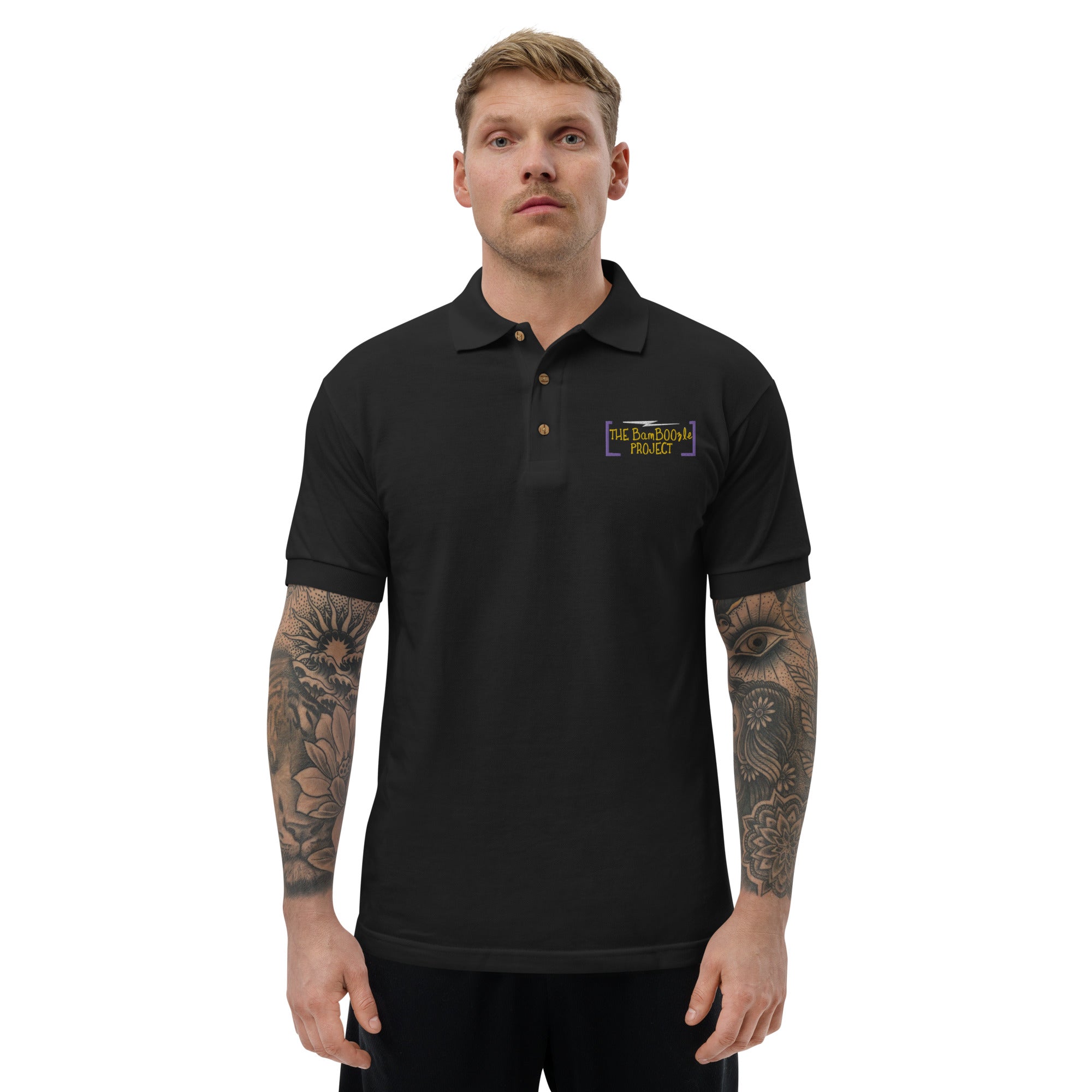 BamBoozle Project Yellow & Purple Embroidered Polo Shirt