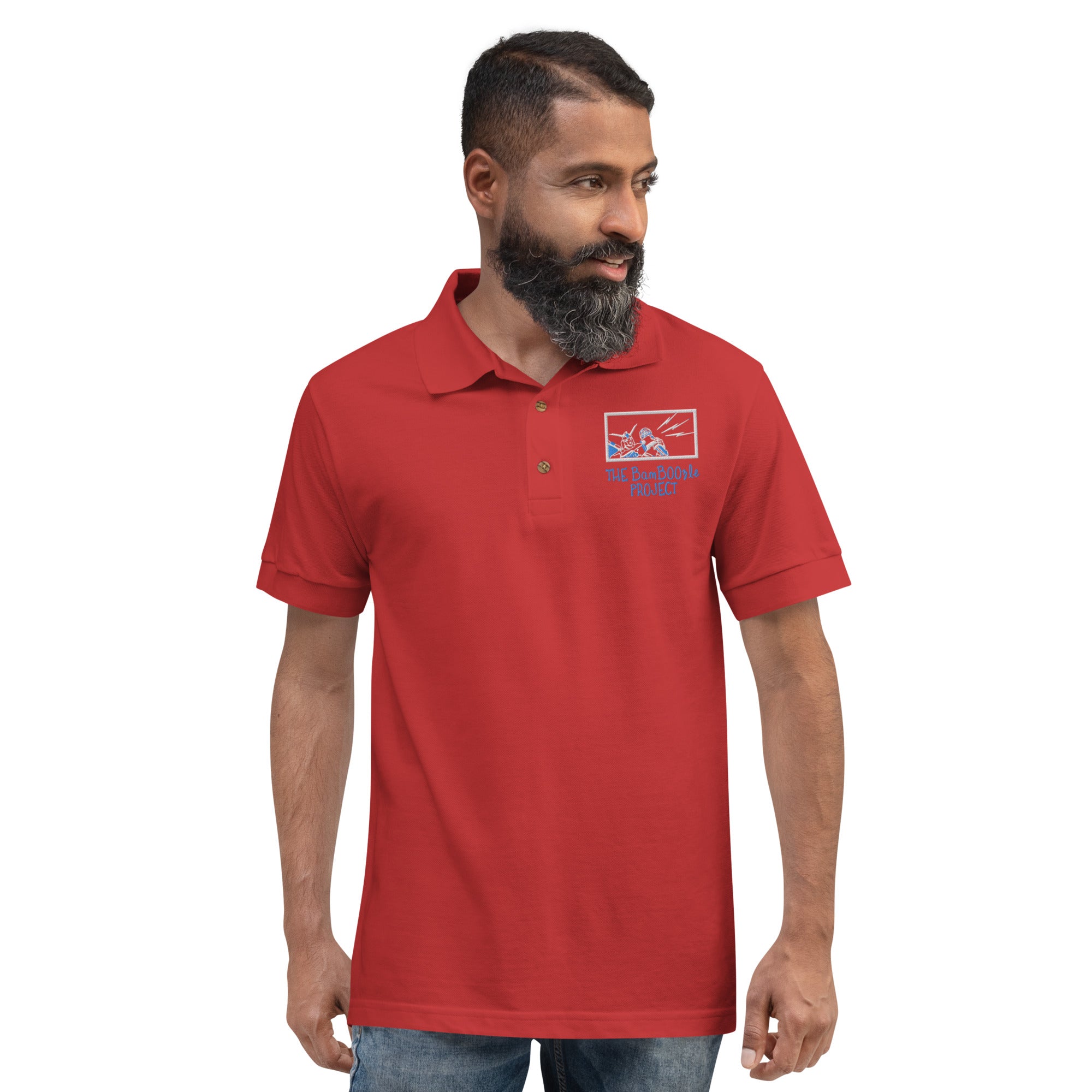 Robot Karaoke Embroidered Polo Shirt