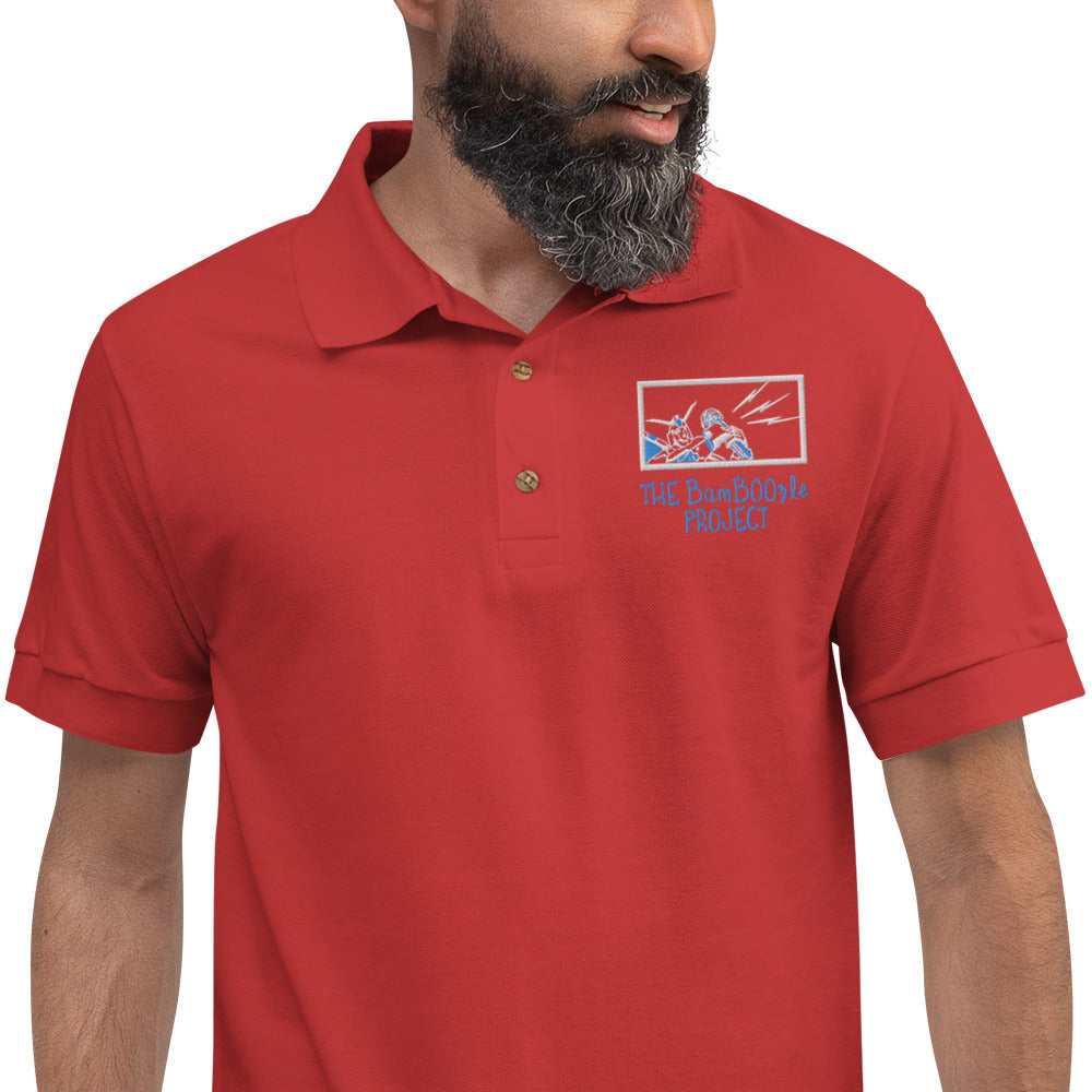 Robot Karaoke Embroidered Polo Shirt