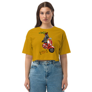 Scoot The Loot Loose drop shoulder crop top