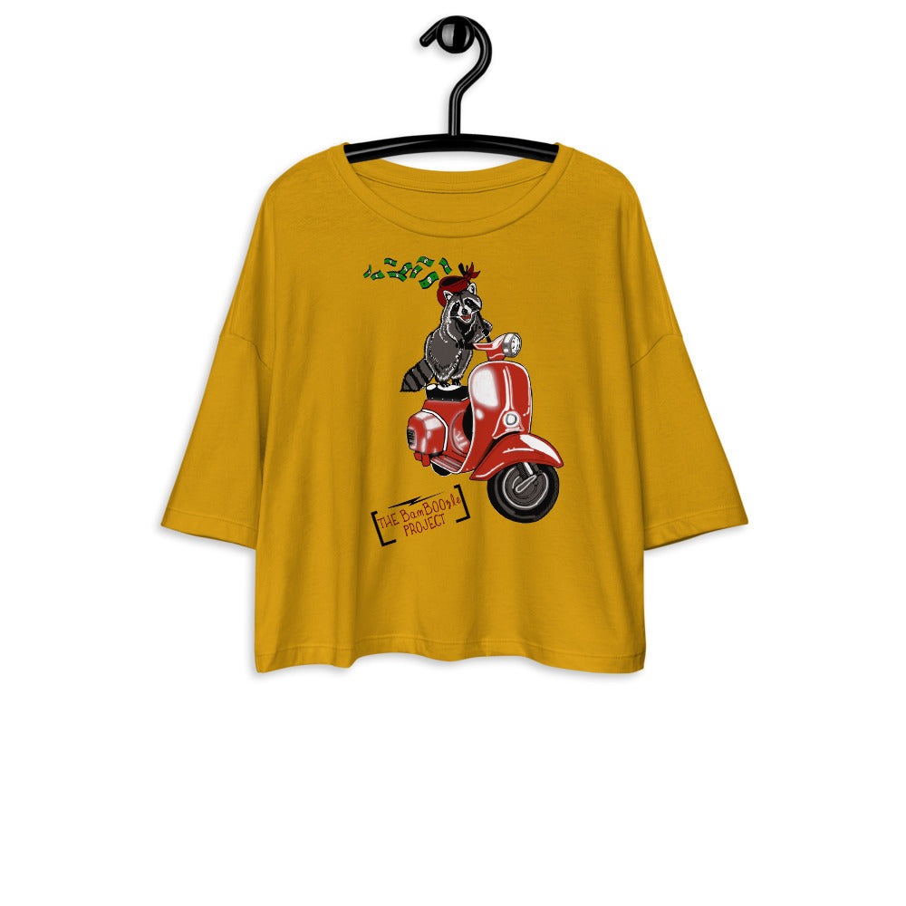 Scoot The Loot Loose drop shoulder crop top