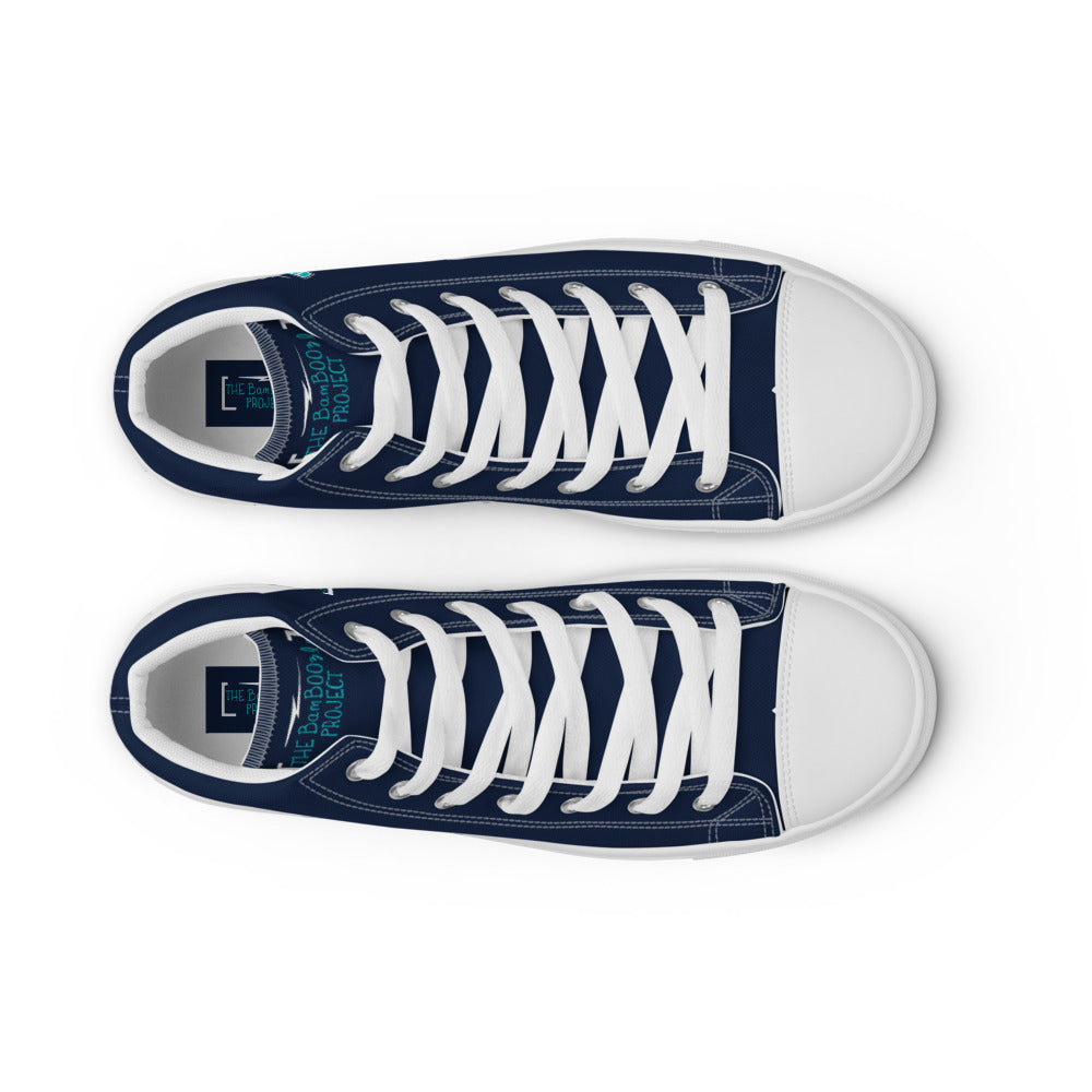 Robot Karaoke Men’s high top canvas shoes