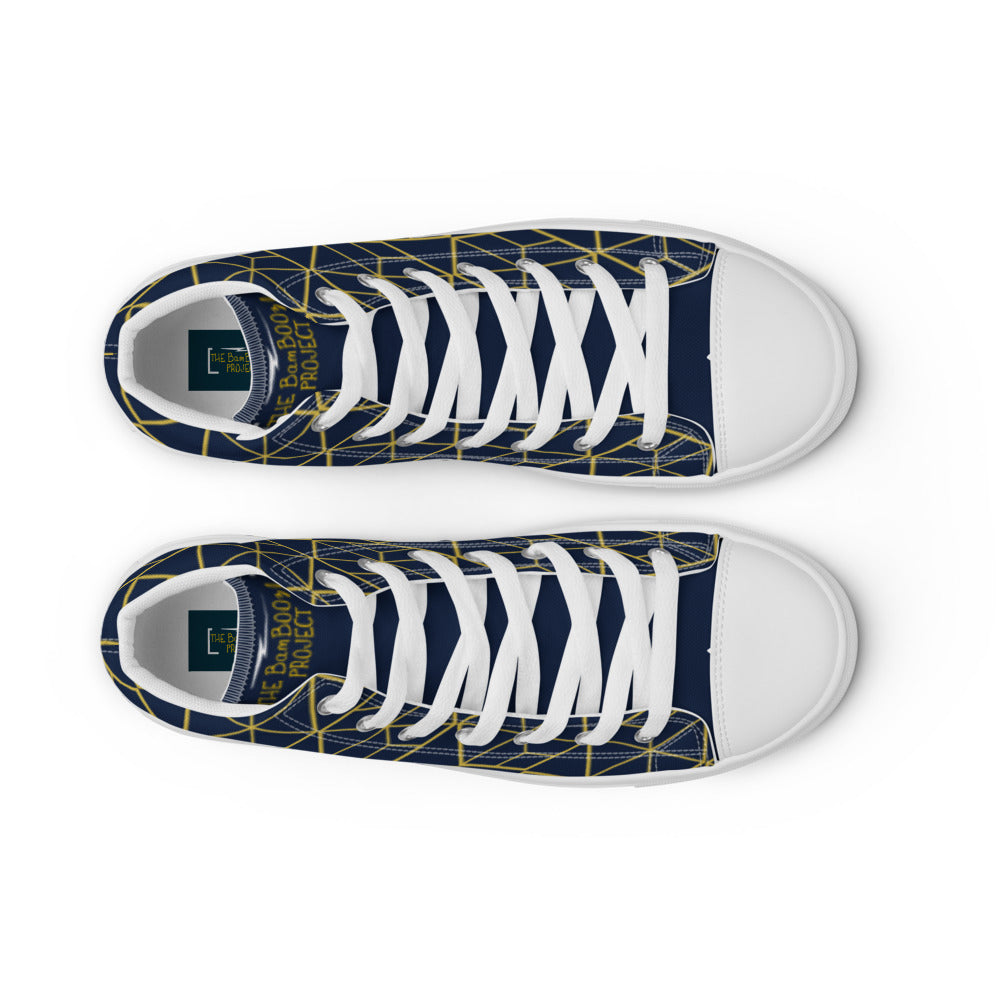 Blue & Gold Men’s high top canvas shoes