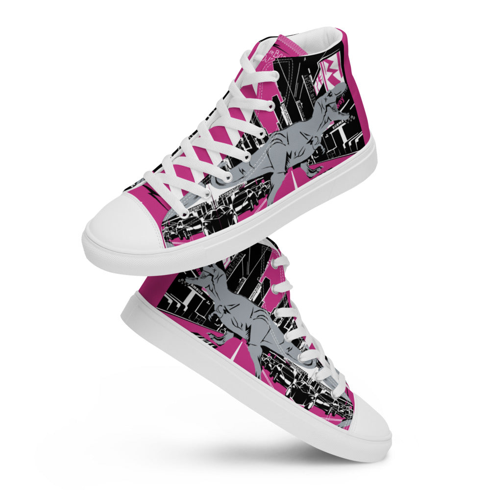 Men’s T-Rex in Times Square high top canvas shoes