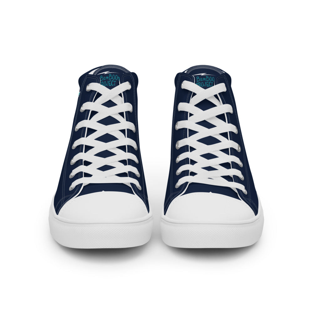 Robot Karaoke Men’s high top canvas shoes