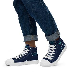 Robot Karaoke Men’s high top canvas shoes
