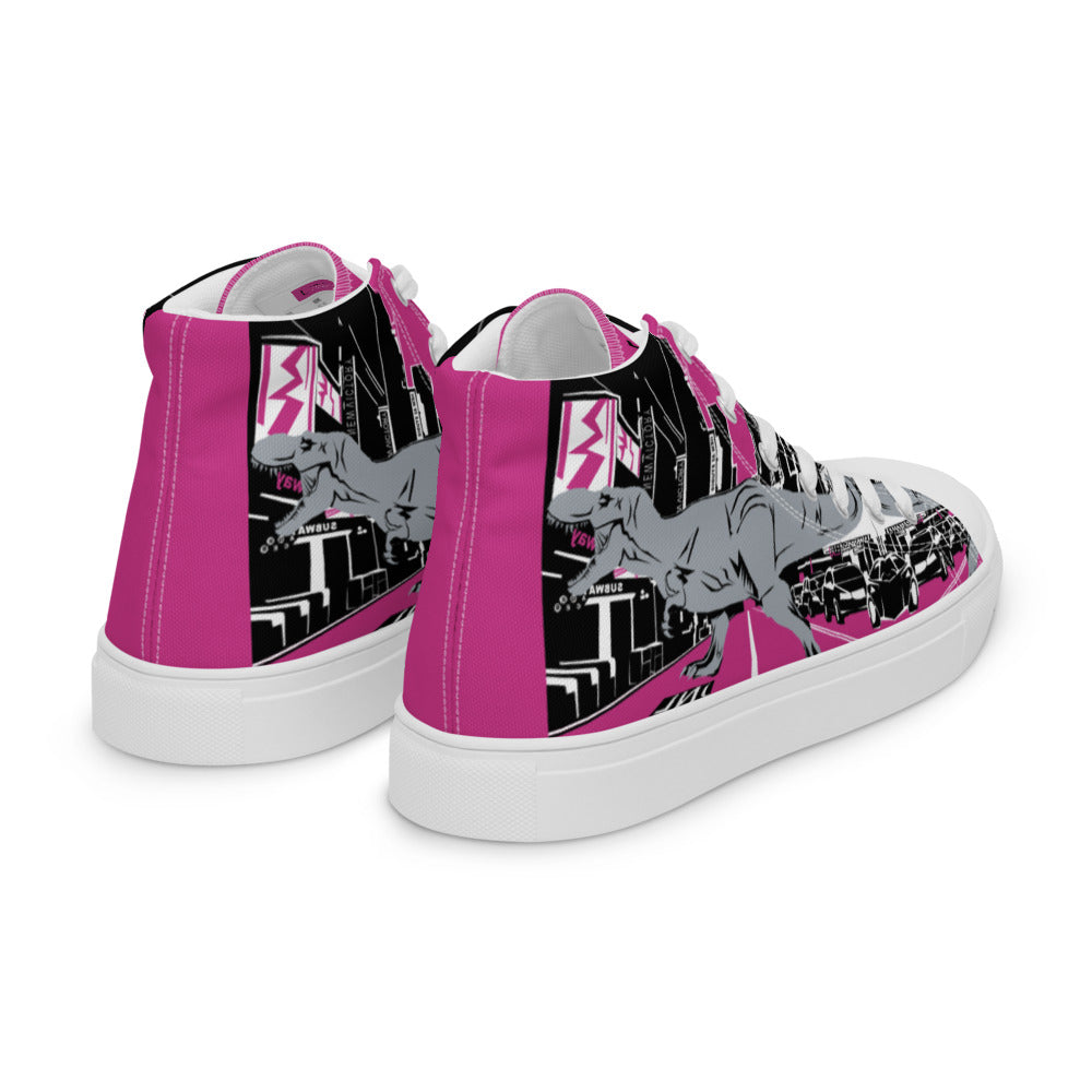 Men’s T-Rex in Times Square high top canvas shoes