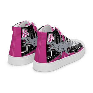 Men’s T-Rex in Times Square high top canvas shoes