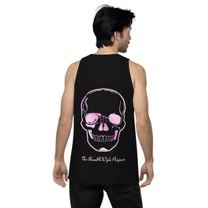 Skull Crusher Pink - back logo - Men’s premium tank top